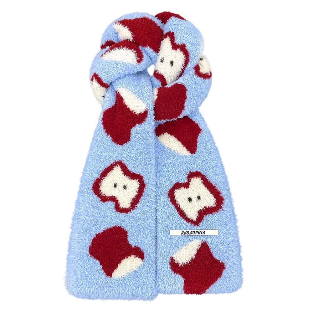 Fuzzy Apple Pattern Scarf — view 1 Fuzzy Apple Pattern Scarf — view 1