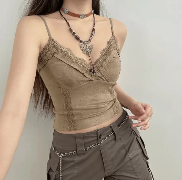 Tan Aesthetic Crop Top — view 3 Tan Aesthetic Crop Top — view 3