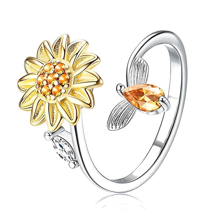 Honey Bee and Sunflower Fidget Ring β view 1 Honey Bee and Sunflower Fidget Ring β view 1