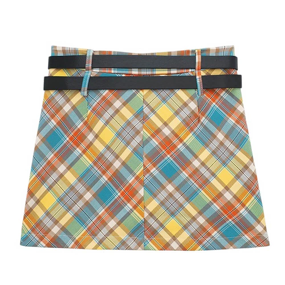 Preppy Colorful Plaid Mini Skirt — view 2 Preppy Colorful Plaid Mini Skirt — view 2