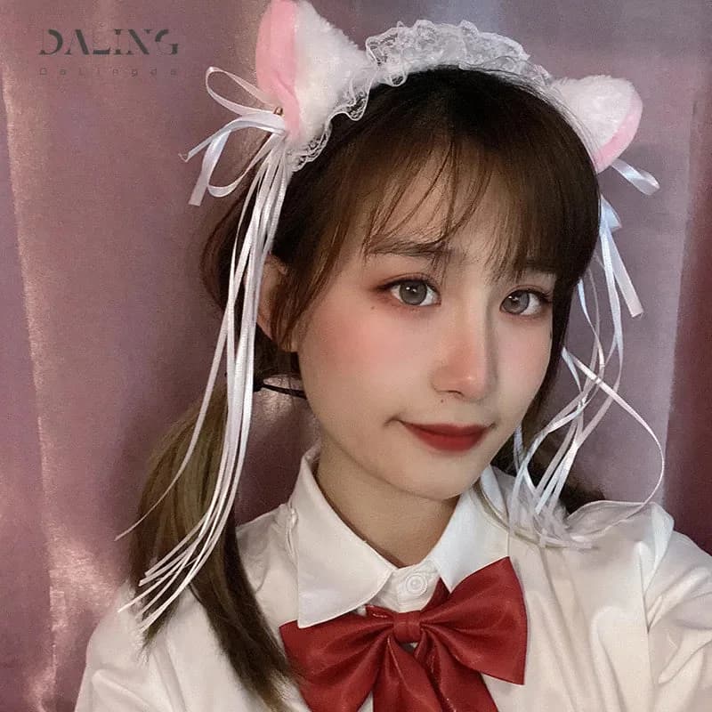Cat Ear Ruffle Lace Headband with Ribbon and Bell - Kawaii Cosplay — view 2 Cat Ear Ruffle Lace Headband with Ribbon and Bell - Kawaii Cosplay — view 2