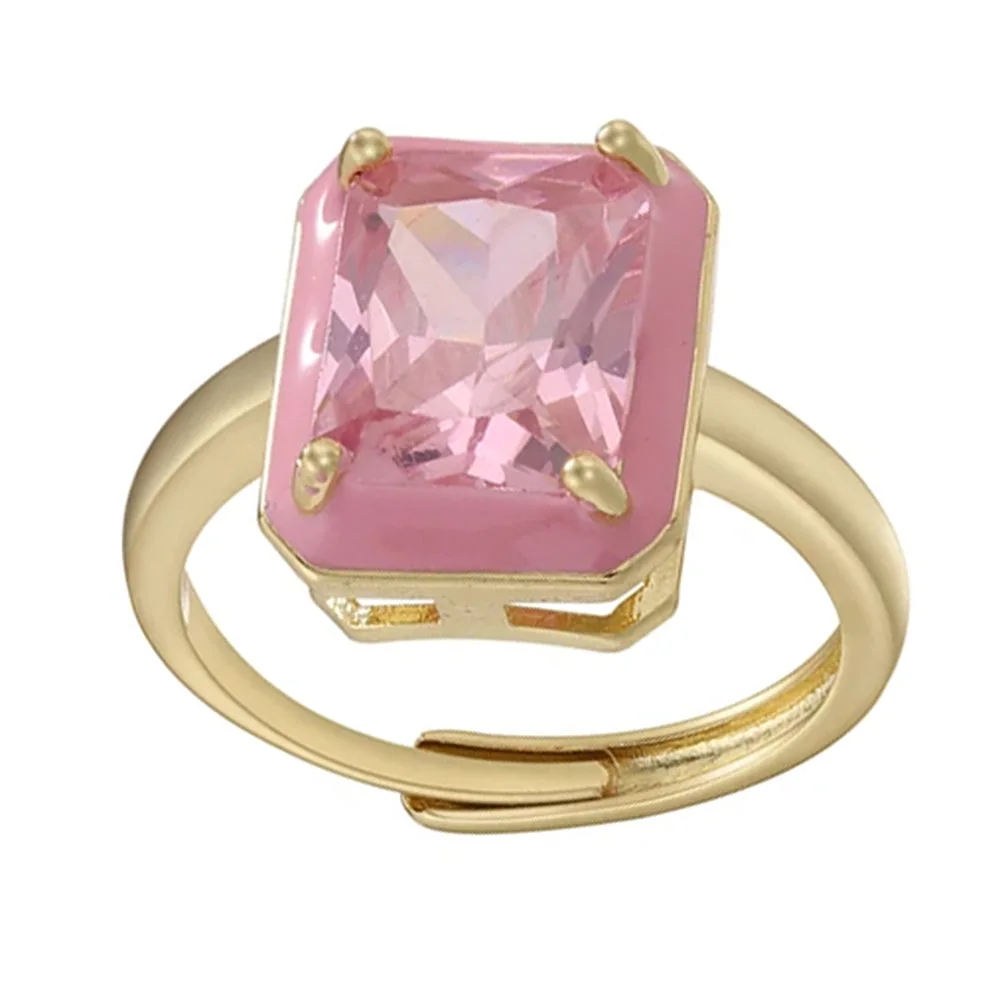Y2K Rectangular Rhinestone Ring — view 1 Y2K Rectangular Rhinestone Ring — view 1