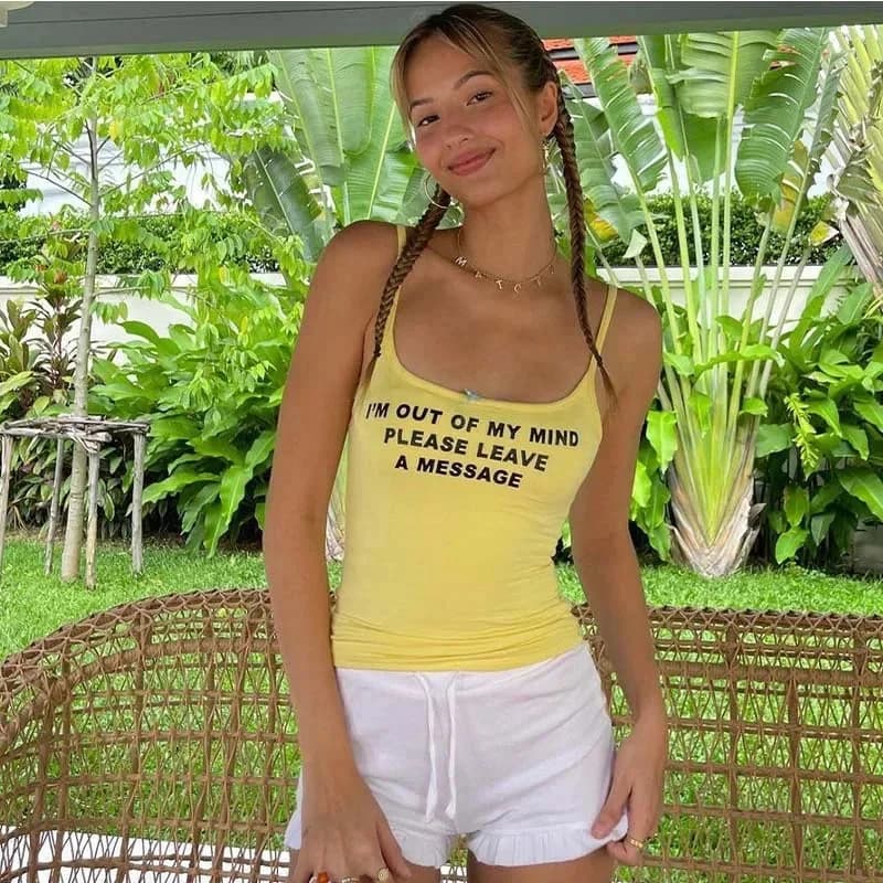 Y2K Graphic Text Tank Top — view 1 Y2K Graphic Text Tank Top — view 1