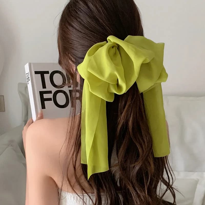 Large Chiffon Barrette Bow — view 2 Large Chiffon Barrette Bow — view 2