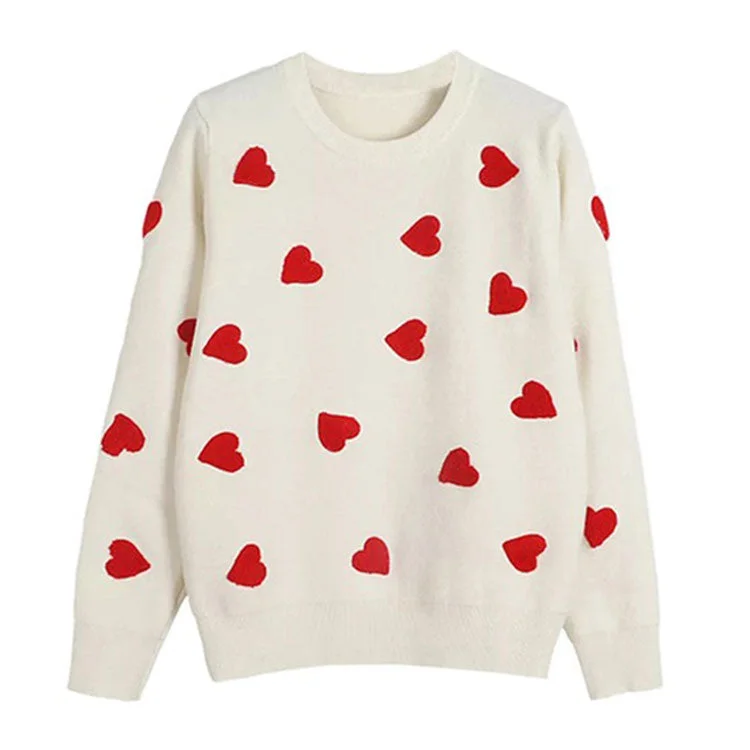 Vintage Red Hearts Sweater — view 2 Vintage Red Hearts Sweater — view 2
