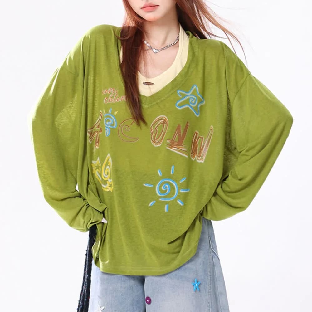 Whimsical Doodle Graphic Sweatshirt — view 2 Whimsical Doodle Graphic Sweatshirt — view 2