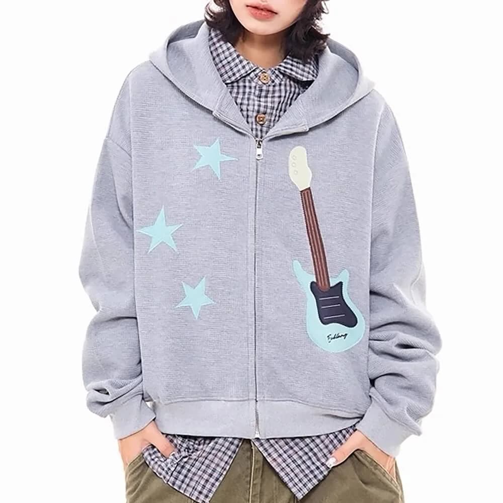 Bunny Ears Hoodie with Guitar Patch — view 2 Bunny Ears Hoodie with Guitar Patch — view 2