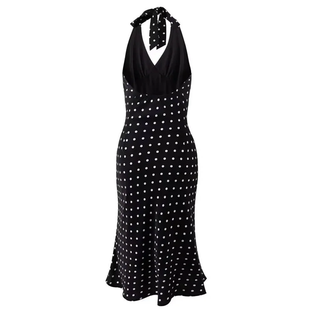 French Summer Polka Dot Halter Dress — view 2 French Summer Polka Dot Halter Dress — view 2