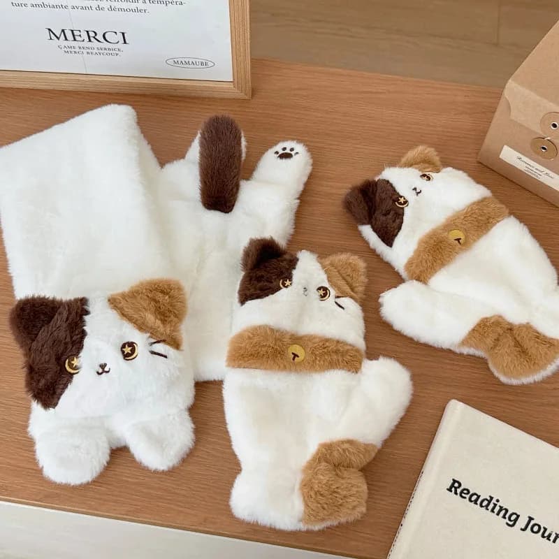 Kawaii Cat Scarf & Gloves — view 2 Kawaii Cat Scarf & Gloves — view 2