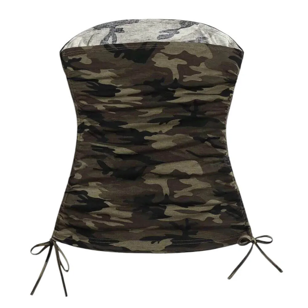 Y2K Camouflage Tube Top — view 2 Y2K Camouflage Tube Top — view 2