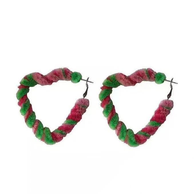Fuzzy Heart Hoop Earrings — view 1 Fuzzy Heart Hoop Earrings — view 1