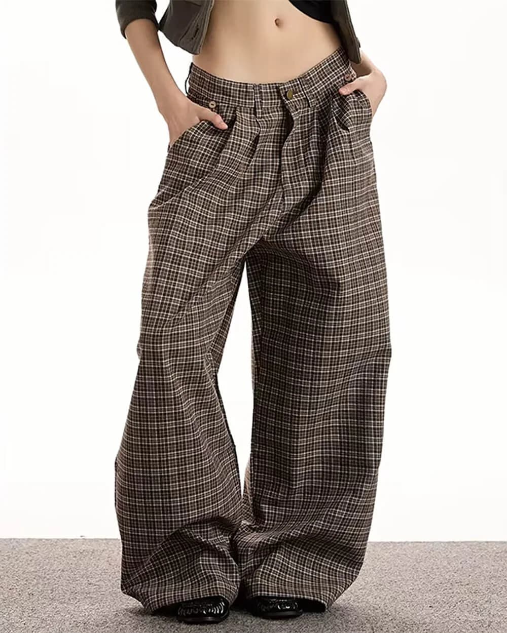 Coffee Break Plaid Wide Leg Pants — view 3 Coffee Break Plaid Wide Leg Pants — view 3