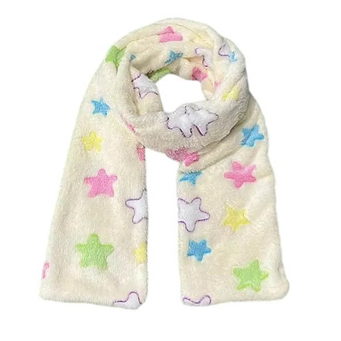 Y2K Star Fluffy Scarf — view 1 Y2K Star Fluffy Scarf — view 1