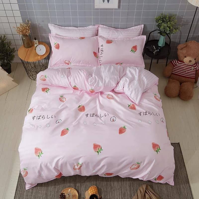 Kawaii Pink Strawberry Bed Set — view 1 Kawaii Pink Strawberry Bed Set — view 1