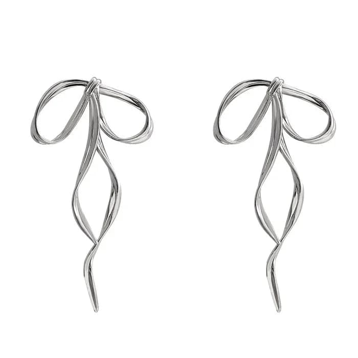 Silver Bow Earrings — view 1 Silver Bow Earrings — view 1