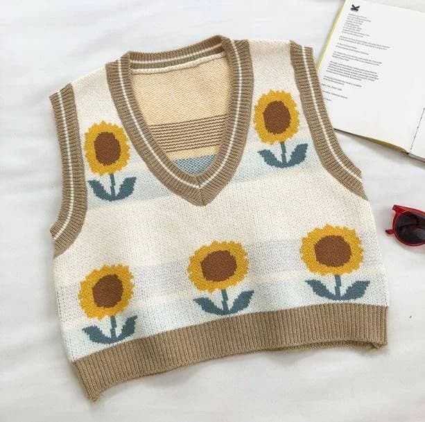 Vintage Flower Sleeveless Sweater — view 2 Vintage Flower Sleeveless Sweater — view 2