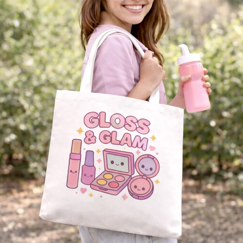 Kawaii "Gloss & Glam" Tote Bag — view 2 Kawaii "Gloss & Glam" Tote Bag — view 2