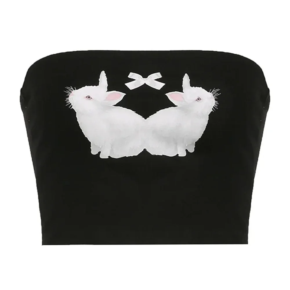 Y2K Rabbit Print Tube Top — view 1 Y2K Rabbit Print Tube Top — view 1