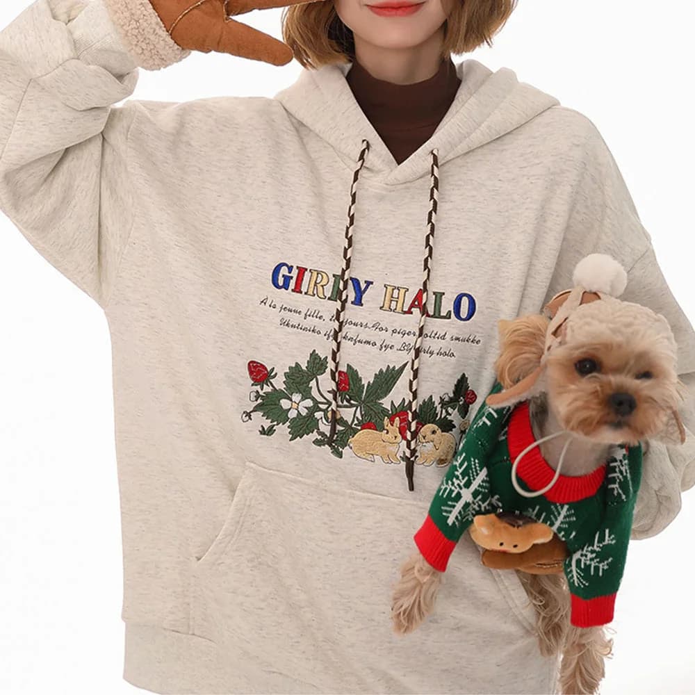 Bunny Embroidery Cottagecore Hoodie — view 3 Bunny Embroidery Cottagecore Hoodie — view 3