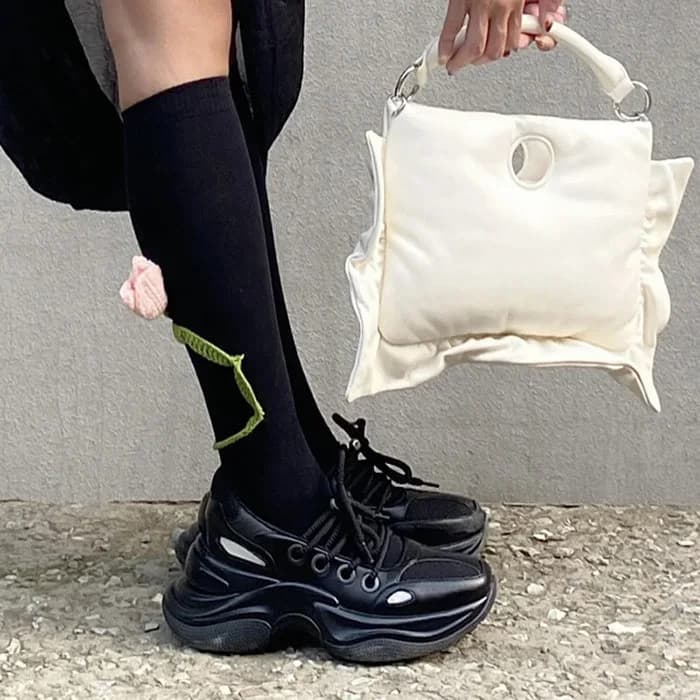Tulip Black Knee Socks — view 2 Tulip Black Knee Socks — view 2