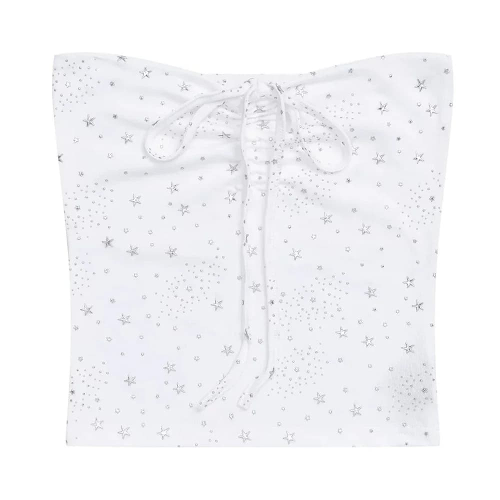 Y2K Aesthetic Cosmic Stars Tube Top — view 2 Y2K Aesthetic Cosmic Stars Tube Top — view 2
