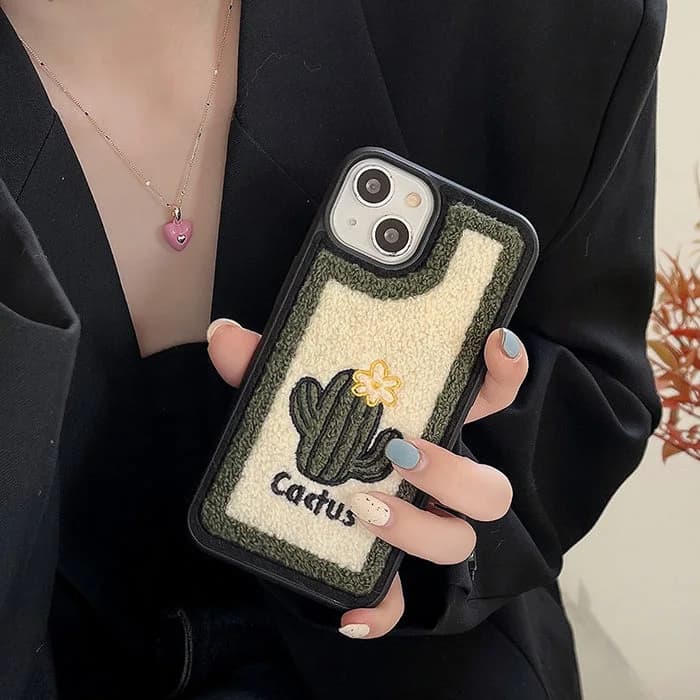 Cactus Embroidered iPhone Case — view 2 Cactus Embroidered iPhone Case — view 2