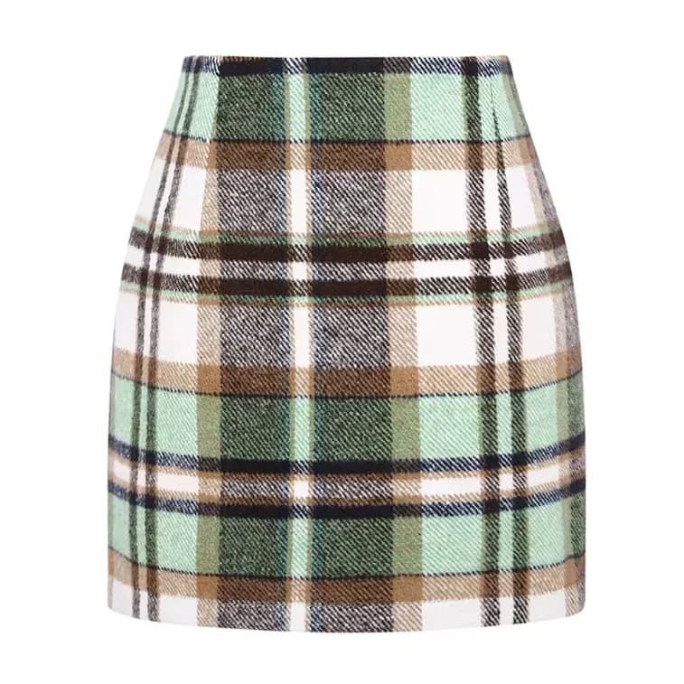Green Academia Plaid Mini Skirt — view 1 Green Academia Plaid Mini Skirt — view 1