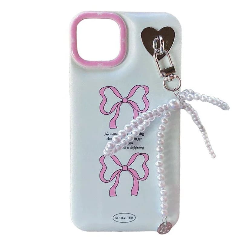 Coquette iPhone Case with Pearl Bow Charm — view 1 Coquette iPhone Case with Pearl Bow Charm — view 1