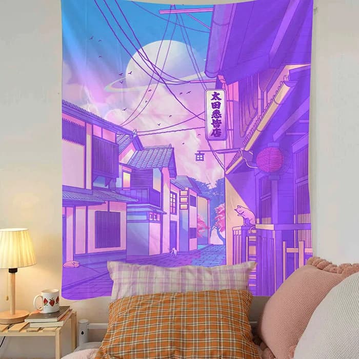 Anime Aesthetic Wall Tapestry — view 1 Anime Aesthetic Wall Tapestry — view 1
