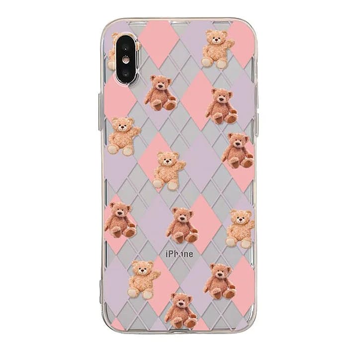 Bear Argyle Pattern iPhone Case — view 2 Bear Argyle Pattern iPhone Case — view 2