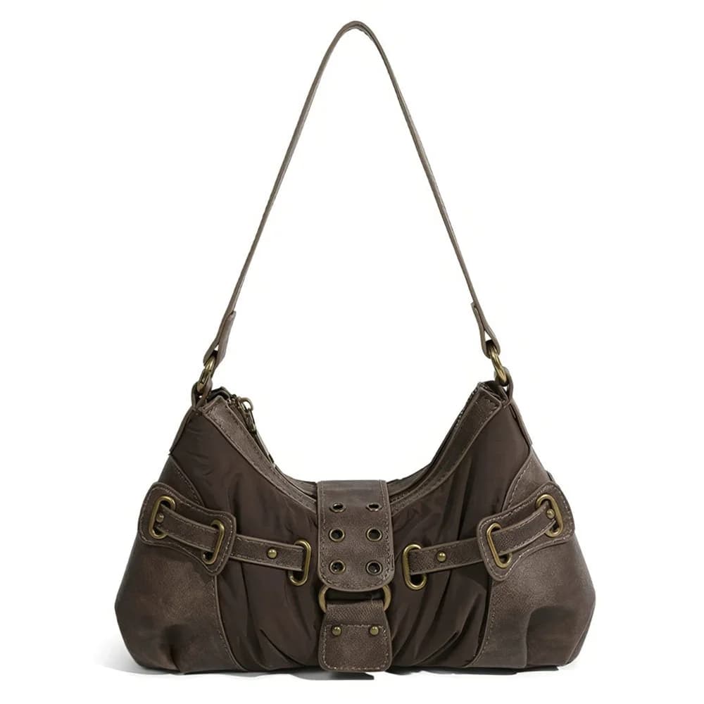 Brown Buckle Strap Shoulder Bag — view 1 Brown Buckle Strap Shoulder Bag — view 1