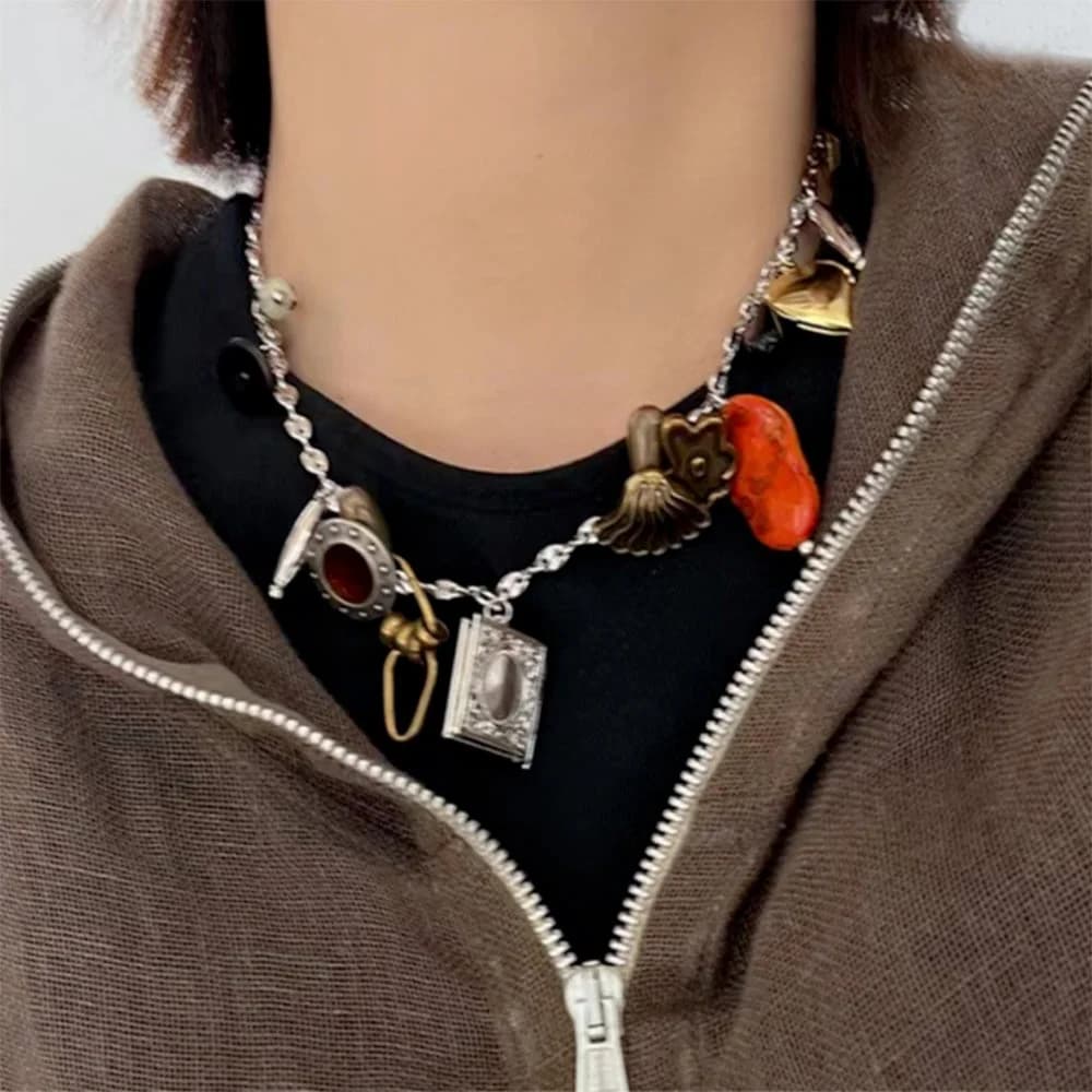 Vintage Inspired Charm Necklace — view 2 Vintage Inspired Charm Necklace — view 2