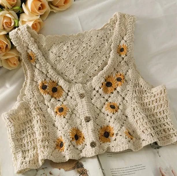 Cottagecore Knitted Crop Top — view 2 Cottagecore Knitted Crop Top — view 2