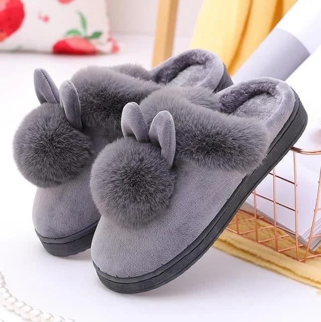 Kawaii Pom Pom Rabbit Slippers — view 2 Kawaii Pom Pom Rabbit Slippers — view 2