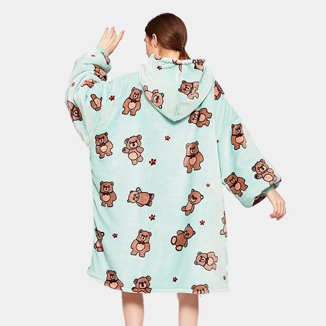 Kawaii Brown Bears Oversized Thick Blanket Hoodie — view 2 Kawaii Brown Bears Oversized Thick Blanket Hoodie — view 2