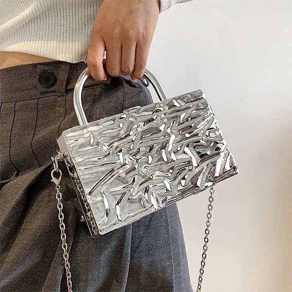 Crumpled Metal Chain Bag — view 1 Crumpled Metal Chain Bag — view 1