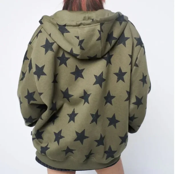 Y2K Green Star Hoodie — view 2 Y2K Green Star Hoodie — view 2