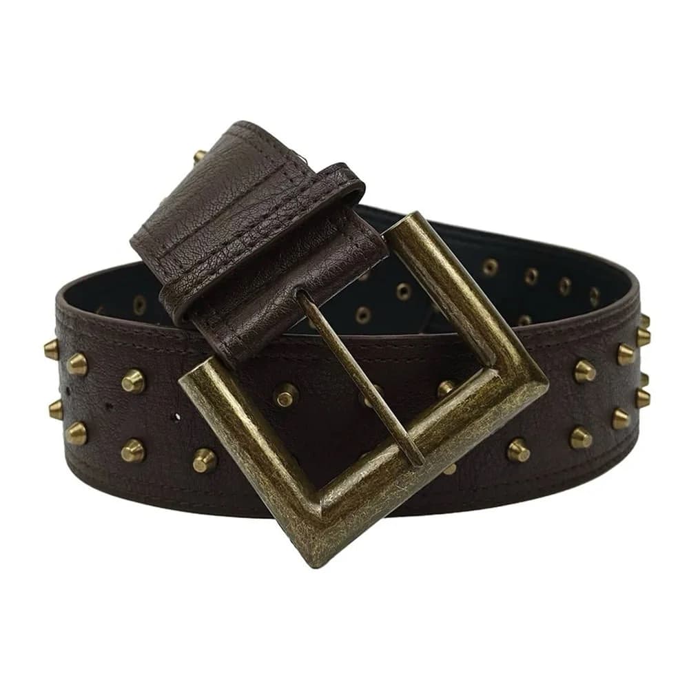 Square Buckle Studded Wide Belt — view 2 Square Buckle Studded Wide Belt — view 2
