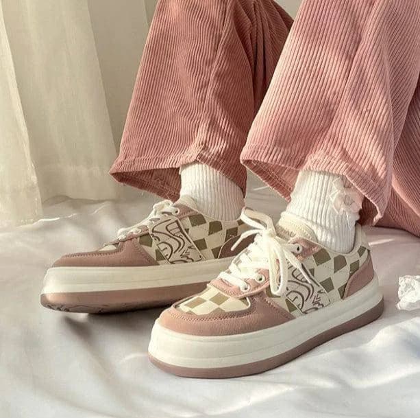 Rosy Plaid Sneakers — view 2 Rosy Plaid Sneakers — view 2