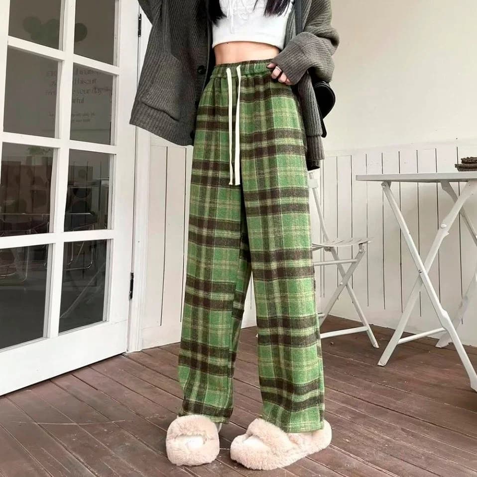 Matcha Mood Plaid Pants — view 2 Matcha Mood Plaid Pants — view 2