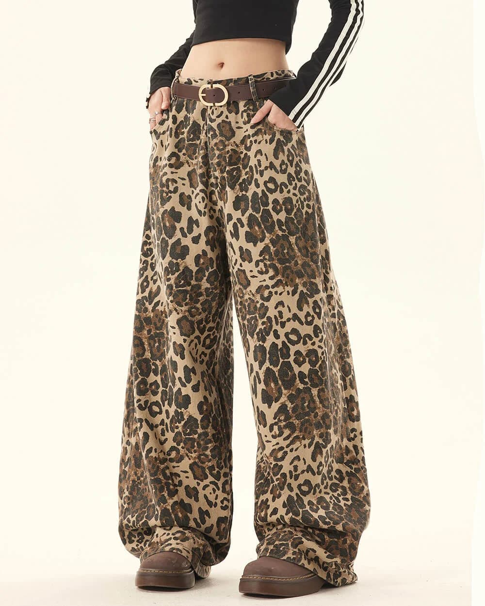 Animal Instincts Leopard Print Wide-Leg Pants — view 2 Animal Instincts Leopard Print Wide-Leg Pants — view 2