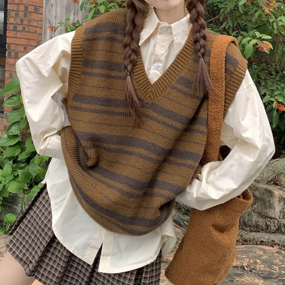 Coffee Break Striped Vest — view 2 Coffee Break Striped Vest — view 2