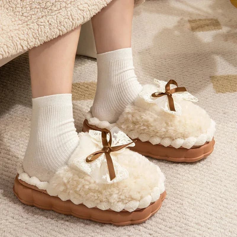 Fluffy Ribbon Slippers — view 2 Fluffy Ribbon Slippers — view 2