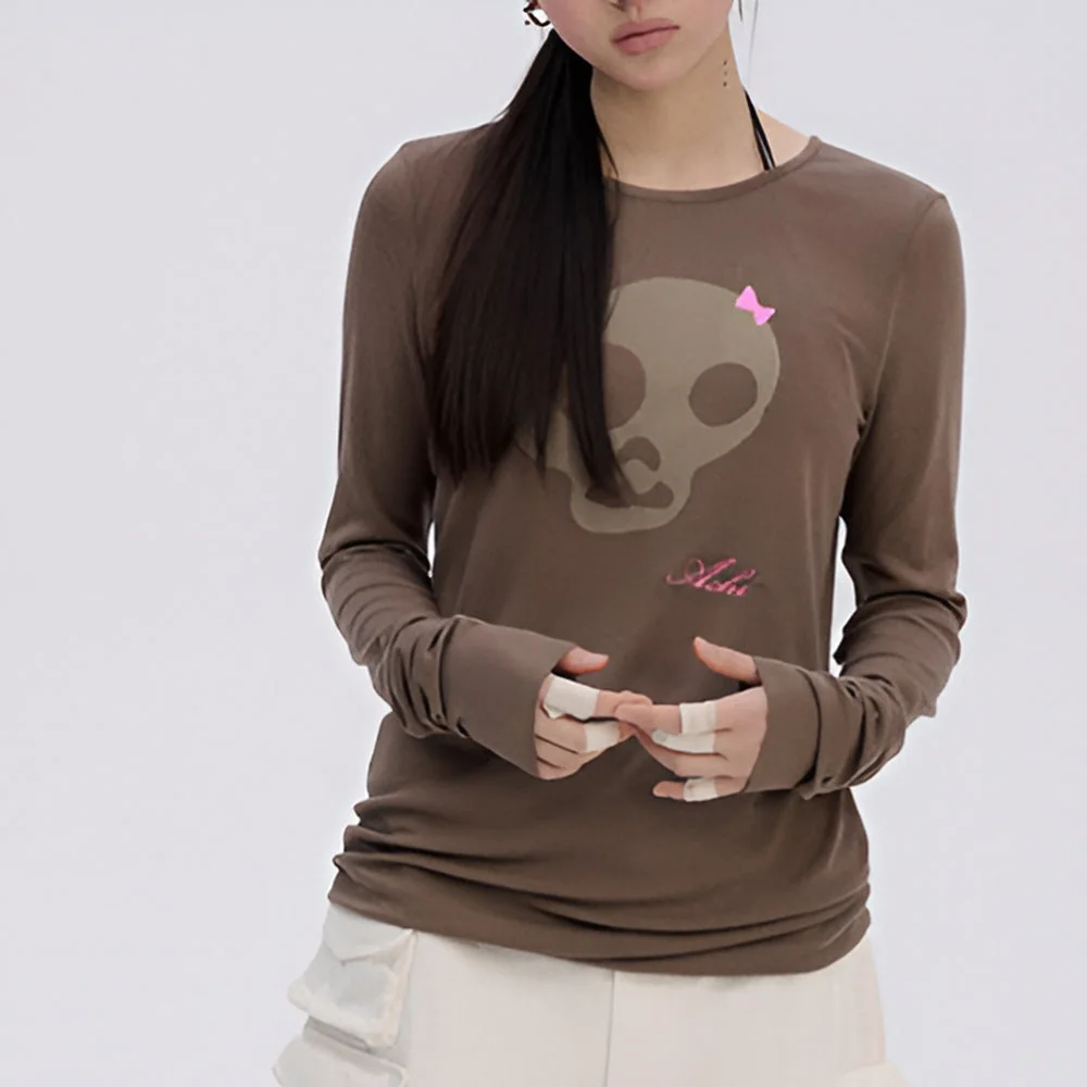 Emo Phase Skull Long Sleeve Top — view 2 Emo Phase Skull Long Sleeve Top — view 2
