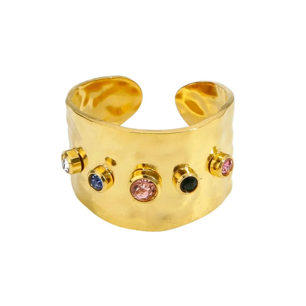 Gemstones Wide Ring — view 2 Gemstones Wide Ring — view 2