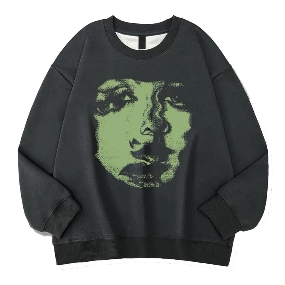 Face Print Grunge Oversized Sweatshirt — view 1 Face Print Grunge Oversized Sweatshirt — view 1