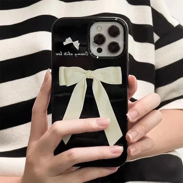 Coquette Bow Black iPhone Case — view 2 Coquette Bow Black iPhone Case — view 2