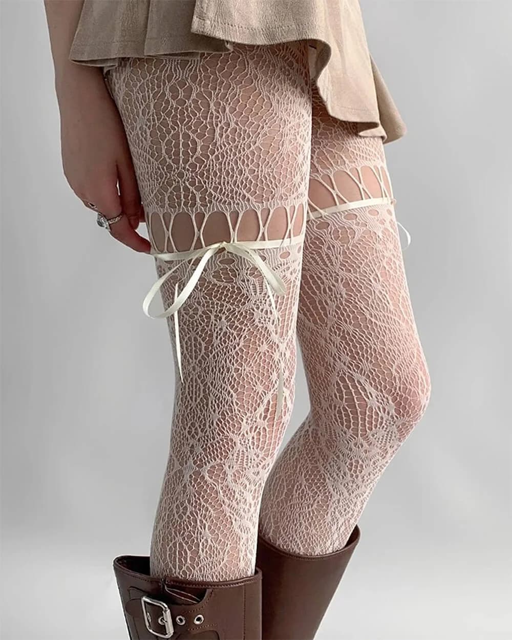 Coquette Bow Lace Tights — view 3 Coquette Bow Lace Tights — view 3