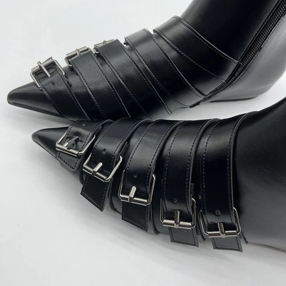 Paris Meeting Pointed Toe Buckle Boots — view 2 Paris Meeting Pointed Toe Buckle Boots — view 2