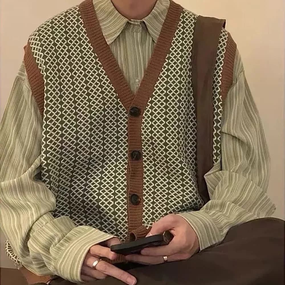 Grandpa Aesthetic Button Up Vest — view 2 Grandpa Aesthetic Button Up Vest — view 2